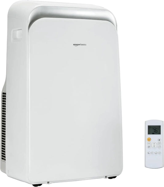 Amazon Basics 4-In-1 Portable Air Conditioner with Remote - Timer, Sleep Mode, Auto Swing, Cool/Heat/Dry/Fan-Only Functions, 13500 BTU, ASHRAE, White