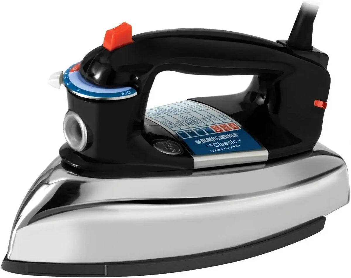 BLACK+DECKER The Classic Iron - F67E-T, Aluminum Soleplate, Steam or Dry Ironing, 7 Temperature Settings, Anti-Drip