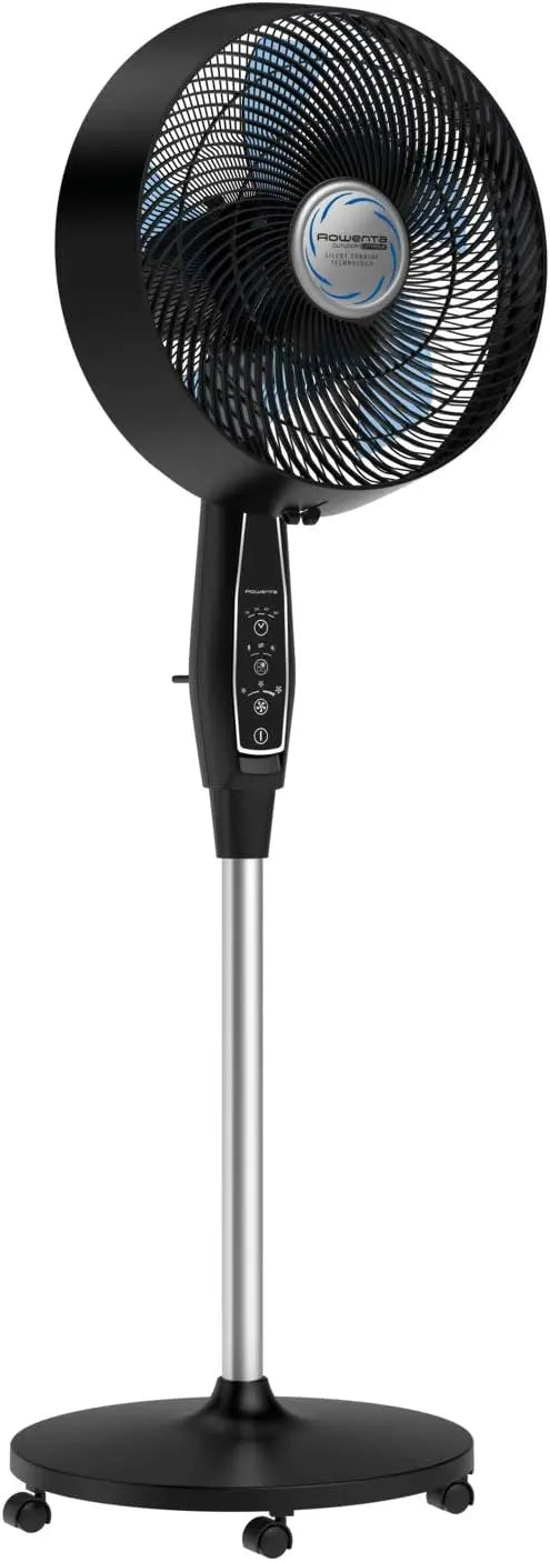 Rowenta - Pedestal Fan, Extreme Outdoor Fan with Remote, 65 Inch, Ultra Quiet Fan, Oscillating, Portable, 3 Speeds, Digital Control, Black, Ourdoor