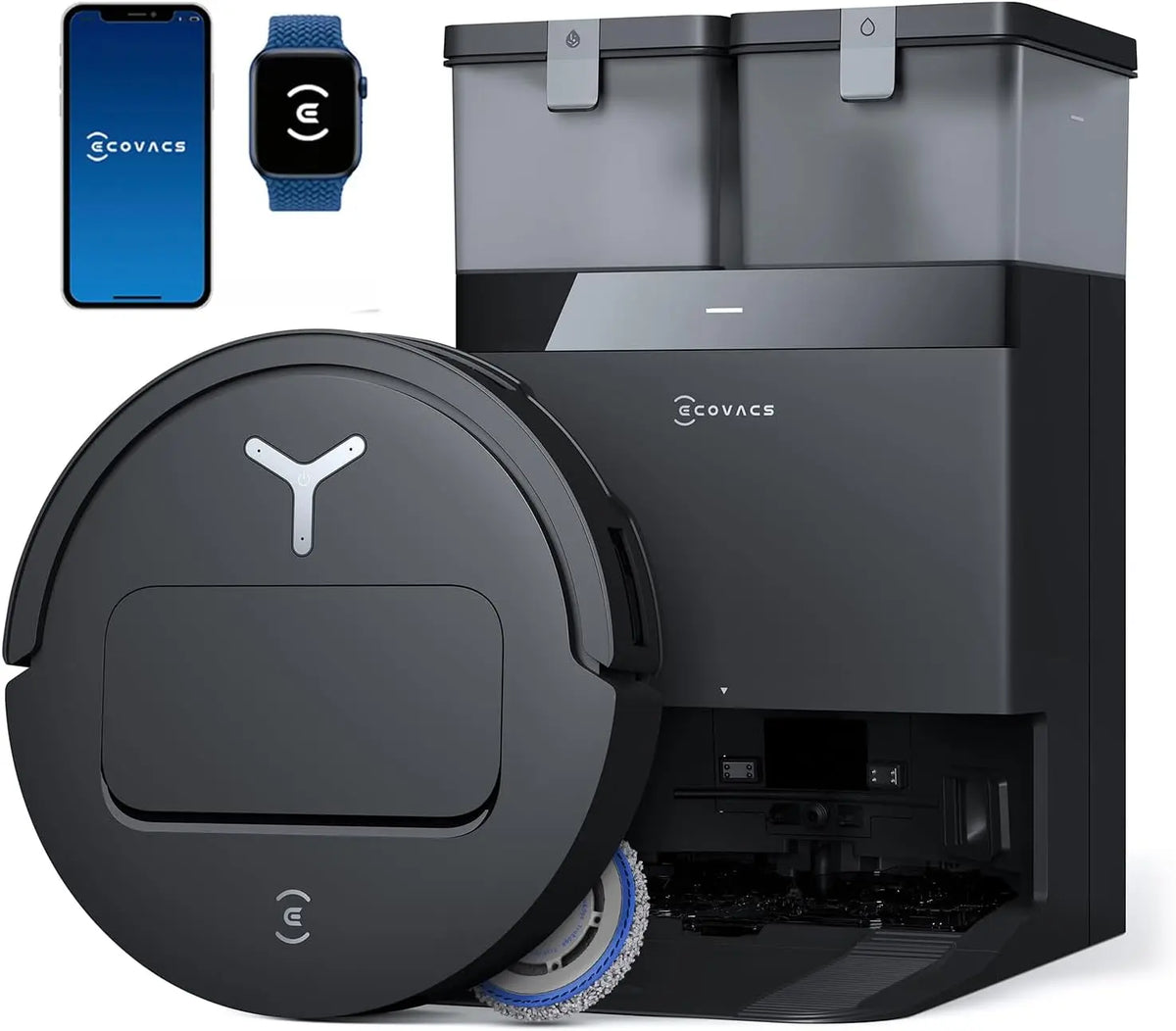ECOVACS DEEBOT T50S PRO Omni Robot Vacuum and Mop - 25, 000 Pa Suction, ZeroTangle 3.0 Anti-Tangle, TruEdge 2.0 Extendable Brush & Mop, Self-Emptying