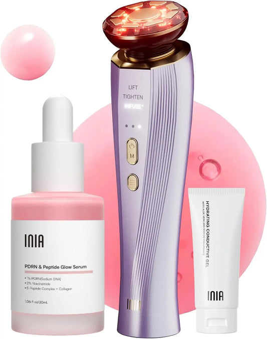 INIA - FLARE 3-in-1 Microcurrent Facial Device Red Light Therapy for Face