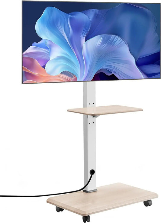 VEVOR Rolling TV Stand - Mobile TV Cart for 32-70 Inch Screens, 25° Left-Right Rotation and Height Adjustable TV Mount with Tray, Bedroom, Outdoor