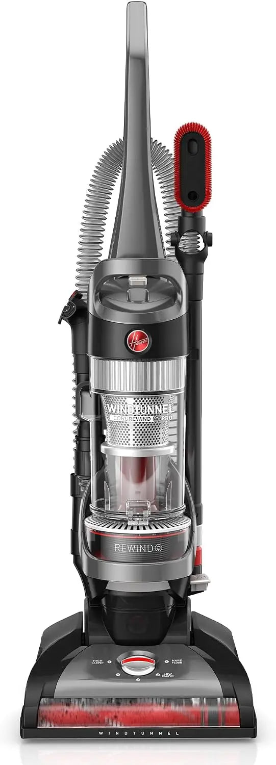 Hoover WindTunnel Cord Rewind Pro Bagless Upright Vacuum Cleaner - For Carpet and Hard Floors, UH71300V, Black, UH71300, Renewed