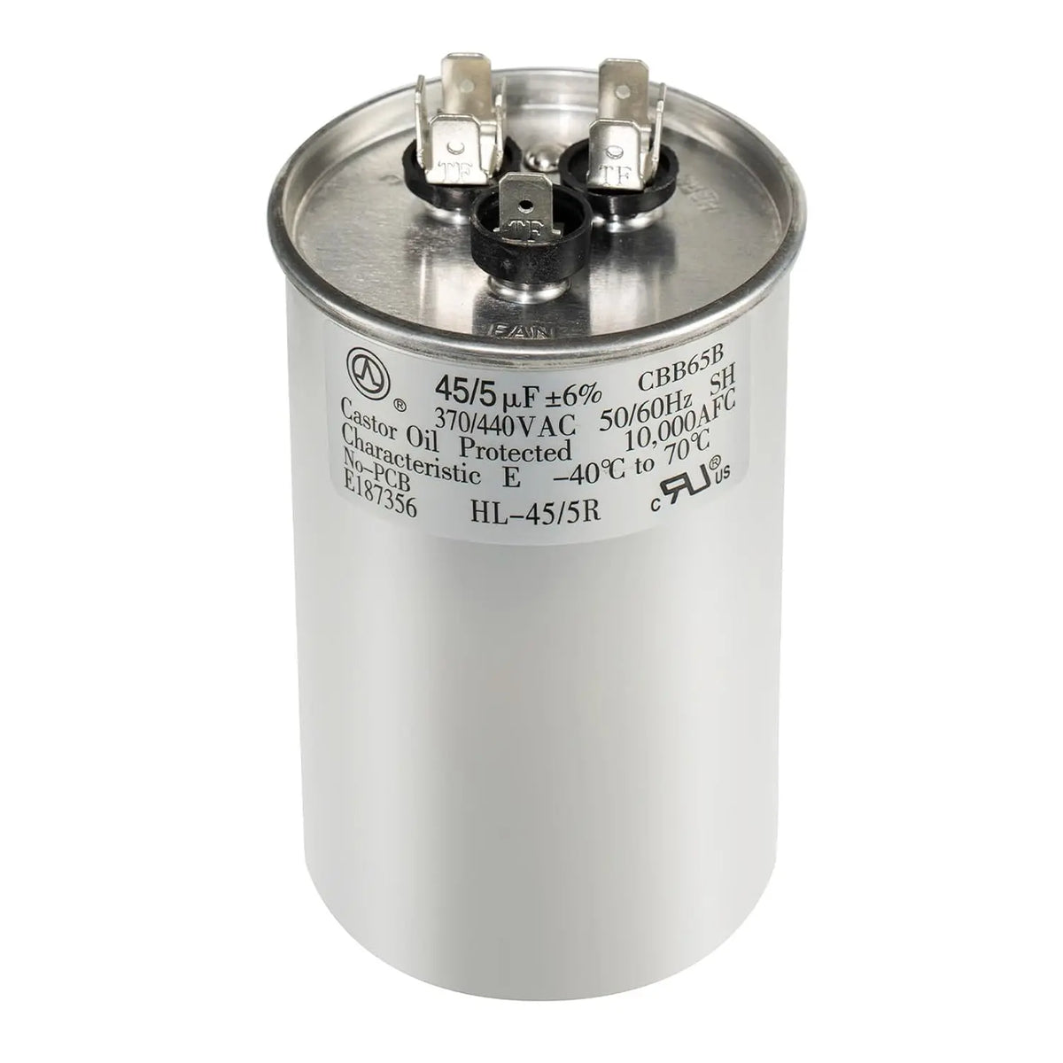 AC Capacitor 45+5 uF 45/5 MFD ±6% - 370V/440VAC CBB65 Dual Run Circular Start Capacitor for Heat Pump Air Conditioner，Ten Years of Coverage