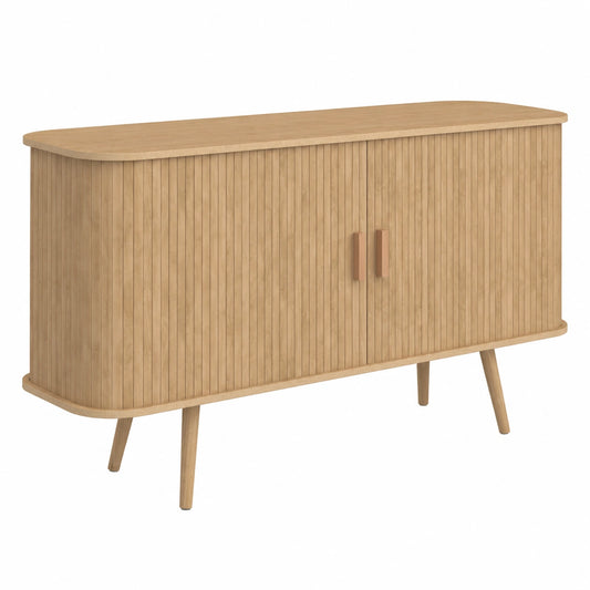 Credenza ROMIE con Effetto Listelli e 2 Ante Scorrevoli, 140 cm