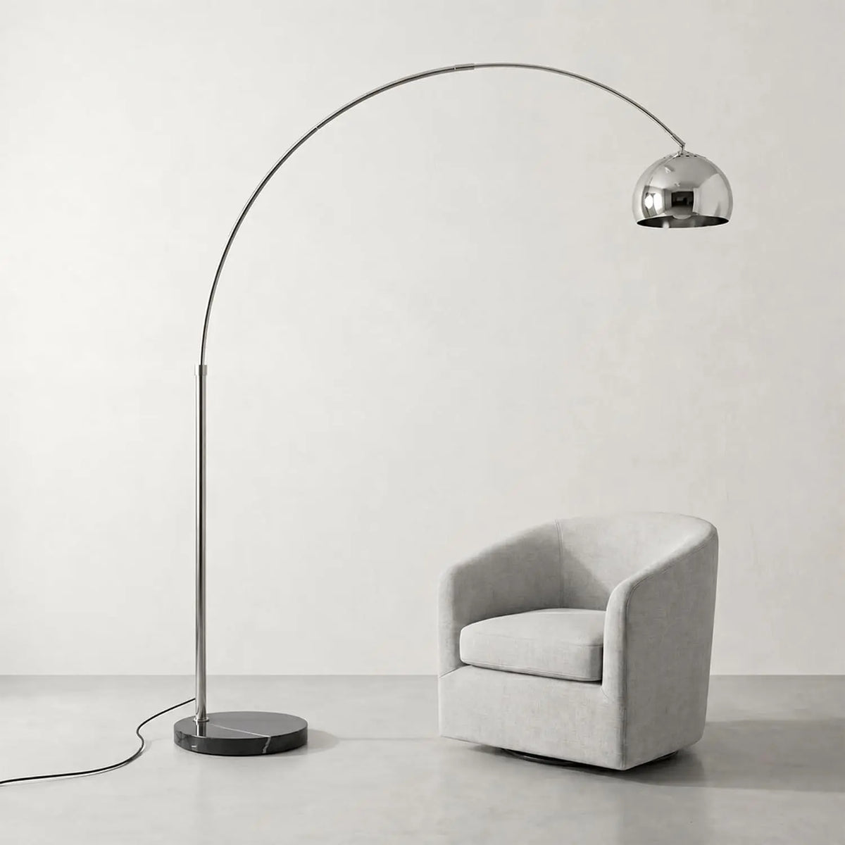 78 Inch Modern Arc Floor Lamp - Arc Chrome Floor Lamp with Marble Base