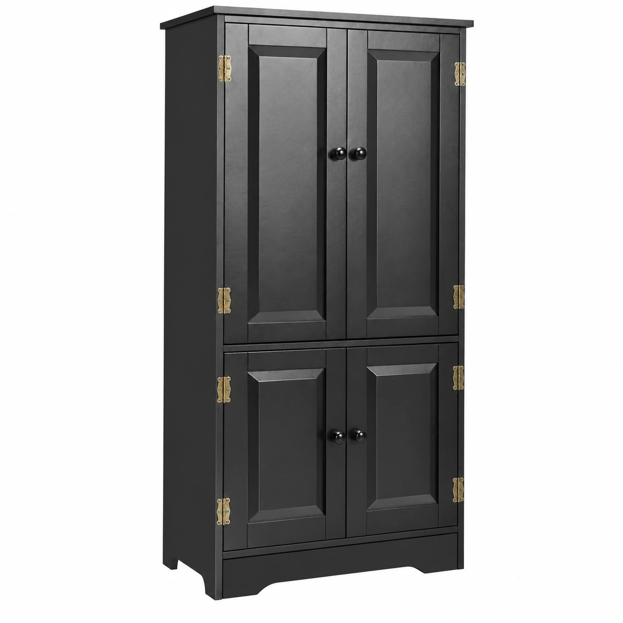 Credenza Mobile Cucina in Legno con 4 Ripiani, 58,5x31,4x123cm, Bianco/Nero