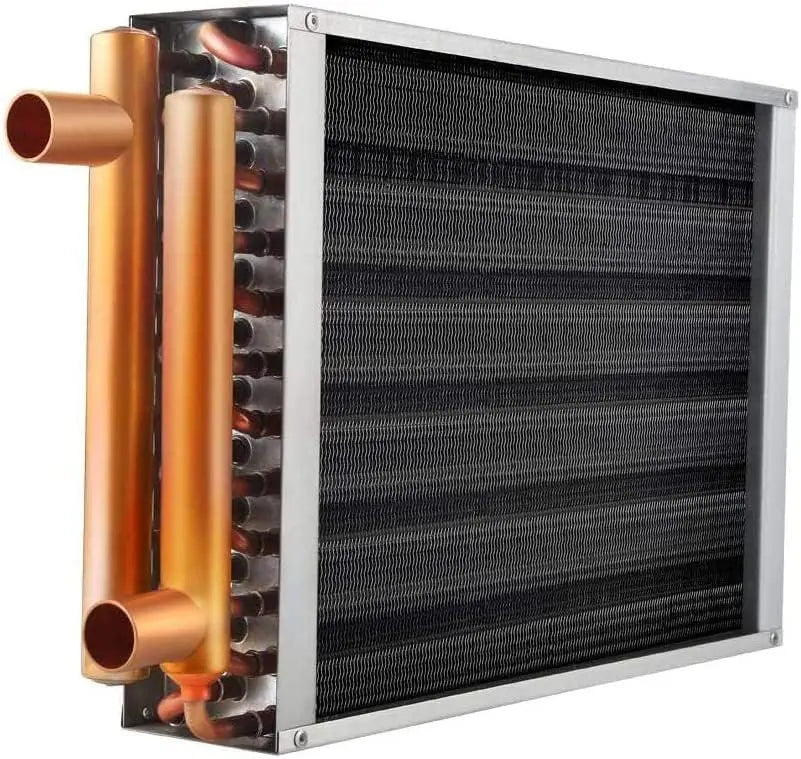 Water to Air Heat Exchanger 30x30 with 1 1/4 Inch Copper Ports for Outdoor Wood Furnaces - Residential Heating and Cooling, and Forced Air Heating