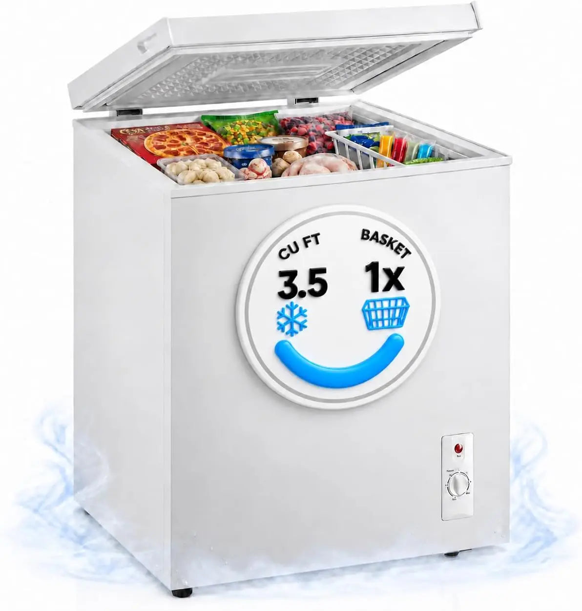 Chest Freezer 3.5 Cu. Ft. Compact Deep Freezer Garage Home White