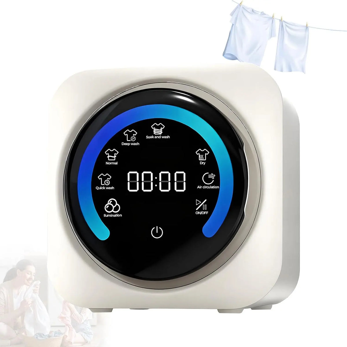 BANGBANGJI 2-in-1 Mini Portable Washer and Dryer Combo - 3.5L Wall Mounted Fully Automatic Front Drum Washing Machine, Underwear & Socks Desktop