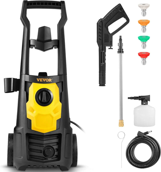 VEVOR Electric Pressure Washer - 2000 PSI 1.76 GPM, Portable Cleaner with 20ft Hose, Foam Cannon & 4 Nozzles for Cars, Patios, Fences, ETL Listed