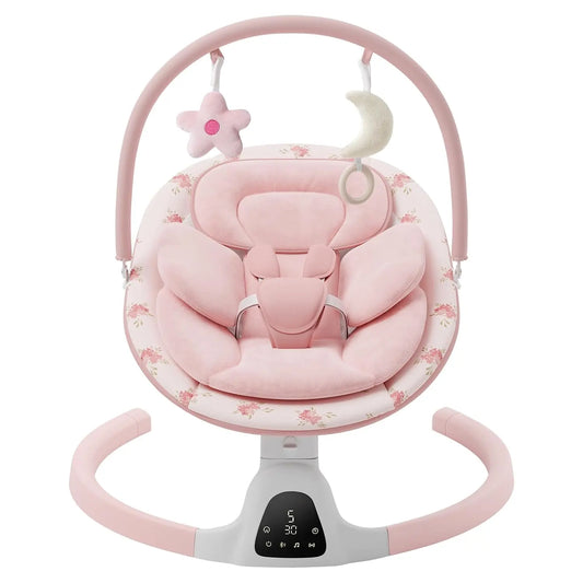 Baby Swings for Infants - Electric Infant Swing with 5 Speed Modes, 5-Point Harness, 3 Timer Settings, Built-in Songs & Bluetooth