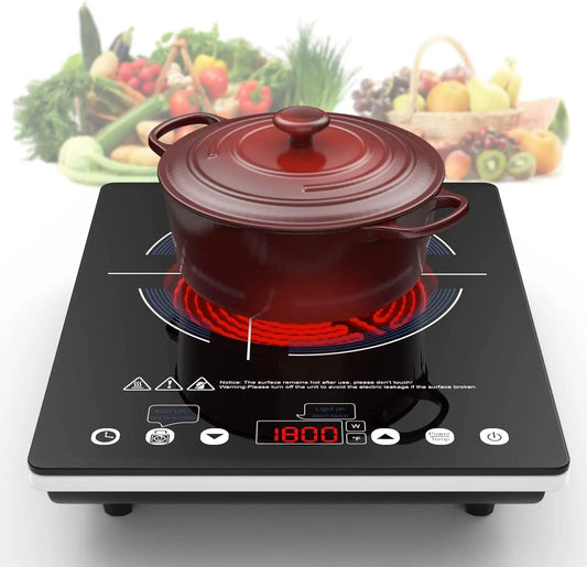 VBGK Electric Cooktop - 110V Electric Stove Top, Single Burner LED Touch Control, 9 Power Levels, Kids Lock &Timer, Overheat Protection