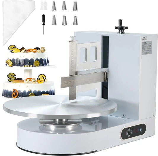 VEVOR Cake Decorating Machine - Cake Cream Spreading Coating Smearing Machine, Low Noise Cake Frosting Machine, Turntable with Adjustable Scraper