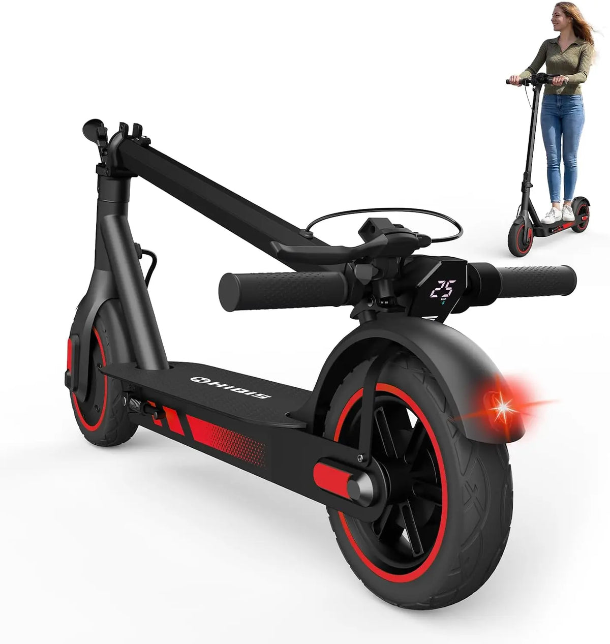 Electric Scooter 500W - 10 Inch Tires, Max Speed 25MPH, Battery 36V 8AH/12AH, Long Range 22/28 Miles, Folding E Scooter for Adult, Cruise Control