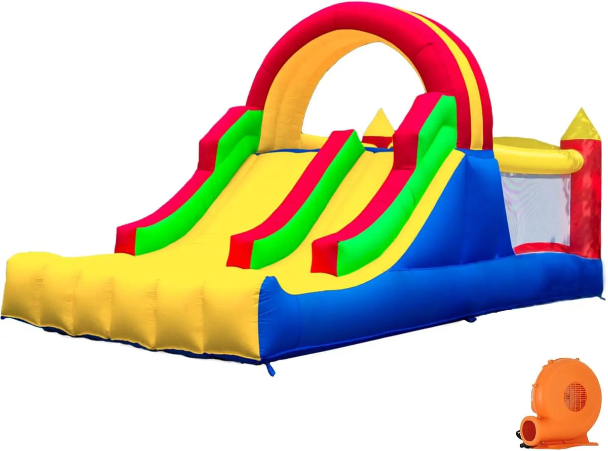 HuaKastro 16x7.2FT Inflatable Bounce House with 2 Racing Slides & Large Climbing Wall - with Air Blower
