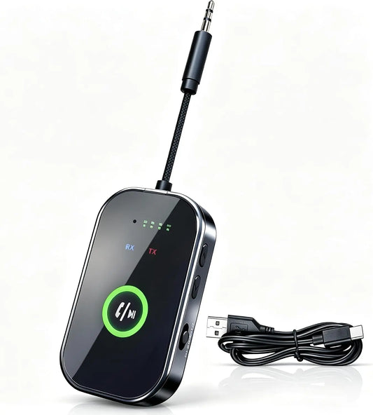 Bluetooth 6.0 Transmitter Receiver - 2-in-1 Wireless Audio Adapter for Plane