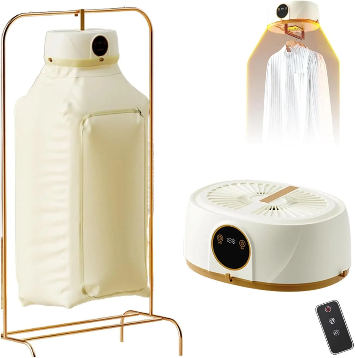 Automatic Ironing Machine - Portable Clothes Dryer, Garment Steamer Folding Shirt Ironing Machine with Wireless Remote Control for Travel/Apartment
