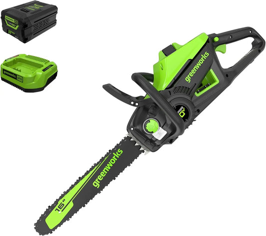 Greenworks 60V 16 in Cordless Electric Chainsaw - 2.5 Ah Battery and Charger