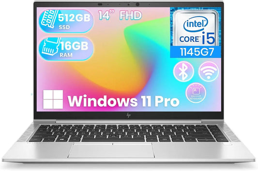 HP EliteBook 840 G8 Laptop - 14-inch FHD Display, Intel Core i5-1145G7, 16GB RAM, 512GB SSD, Backlit Keyboard, HDMI, Windows 11 Pro, Renewed