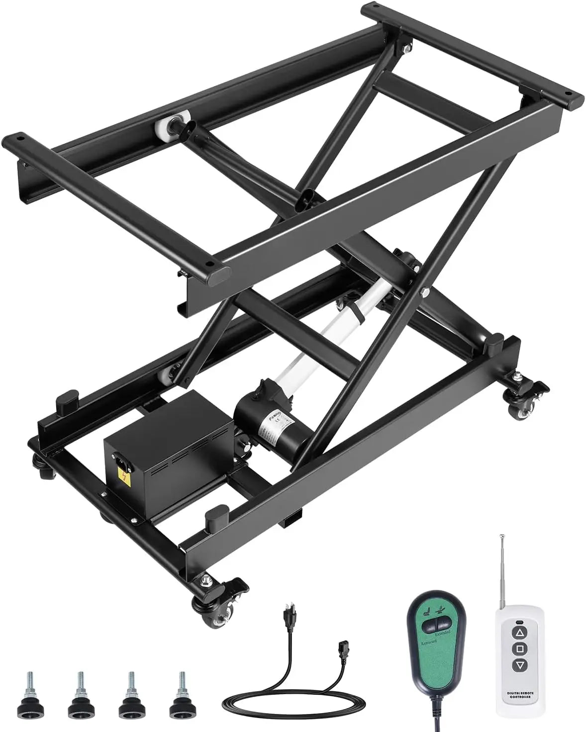 VEVOR Electric Lift Table - 330 lbs Capacity Single Scissor Lift Table, 8-28 in Height Adjustable Lifting Platform, Coffee Table Lift with 4 Wheels