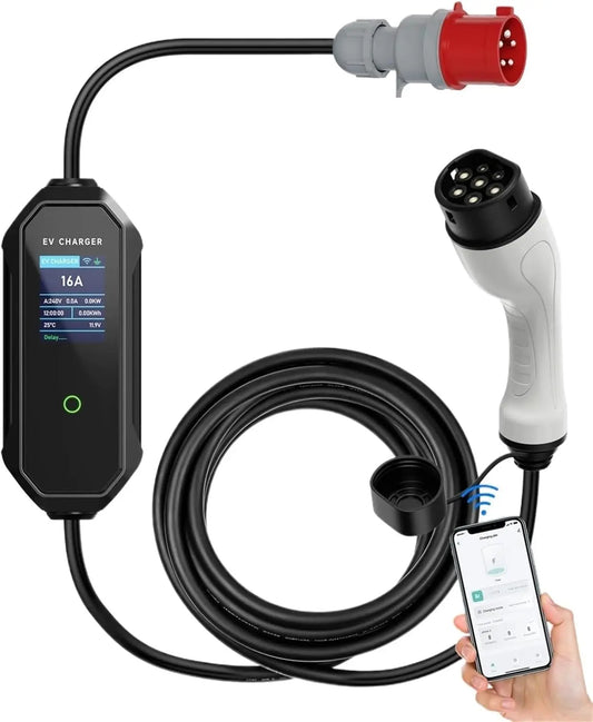 Type2 Portable EV Charger - 11KW 16A 3P GBT Car Charger Wi-Fi APP Control
