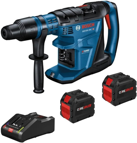 BOSCH GBH18V-40CK27 PROFACTOR 18V Connected-Ready SDS-Max 1-5/8 Inch Rotary Hammer with - 2, CORE18V 12 Ah High Power Batteries