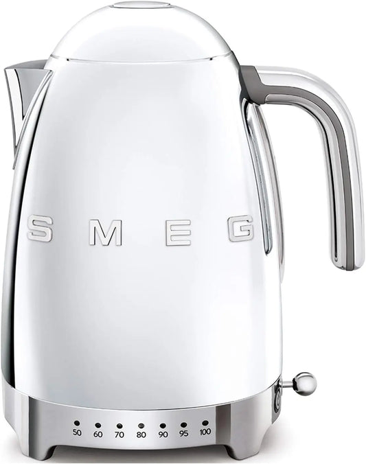 Smeg KLF04SSEU Electric Kettle - - 1.7L, 2400W, Stainless Steel, Adjustable Thermostat, Water Level Indicator