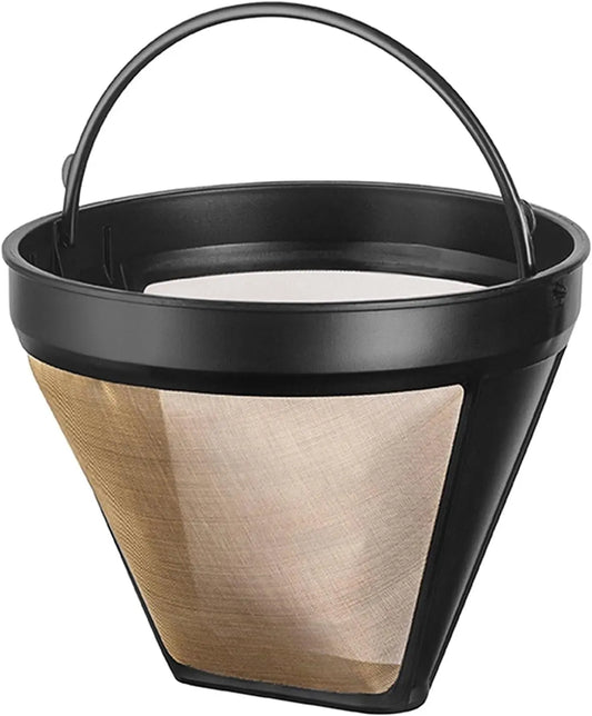 NRP Taller #4 Gold-tone Permanent Coffee Filter Compatible for KRUPS SAVOY - Braun, DeLonghi 12 cup Coffeemaker & More