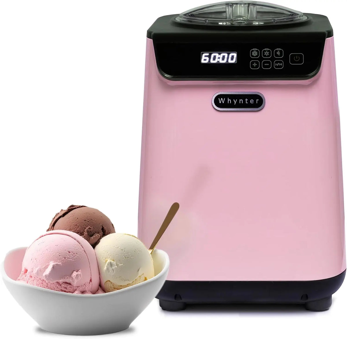 Whynter Upright Automatic Ice Cream Maker - 1.28 Qt, Black/Pink, ICM-128BPS