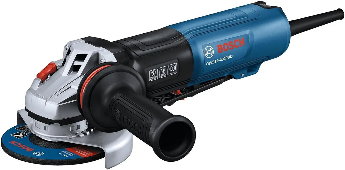 BOSCH GWS12-450PBD 4 ½ In. Ergonomic Angle Grinder - With No Lock-On Paddle Switch - High Performance and Comfort for Grinding and Cutting Application