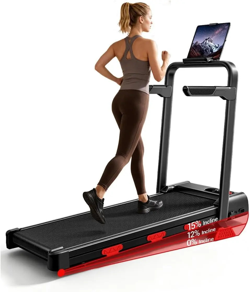 UMAY 15% Incline Walking Pad with Handle Bar - Foldable Treadmills for Home