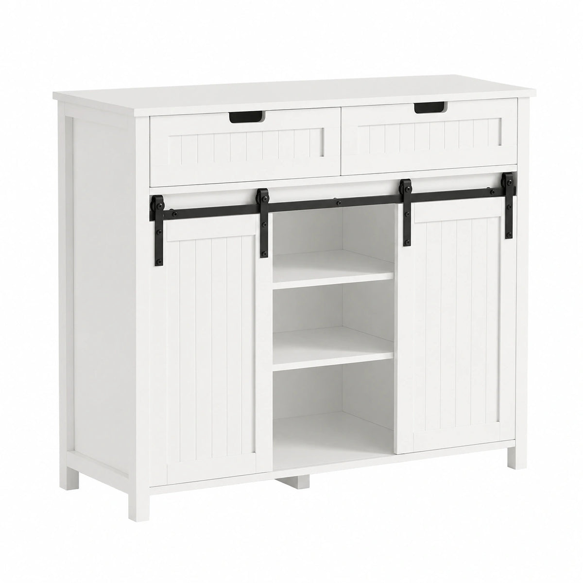 Credenza Salvaspazio SoBuy con Ante Scorrevoli e Cassetti per Casa, Bianco
