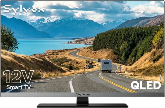 SYLVOX 22-Inch Smart RV TV - QLED 1080P FHD, Built-in DVD Player, Google TV OS, Wide Voltage Support 12V/24V AC/DC Television for RV & Home