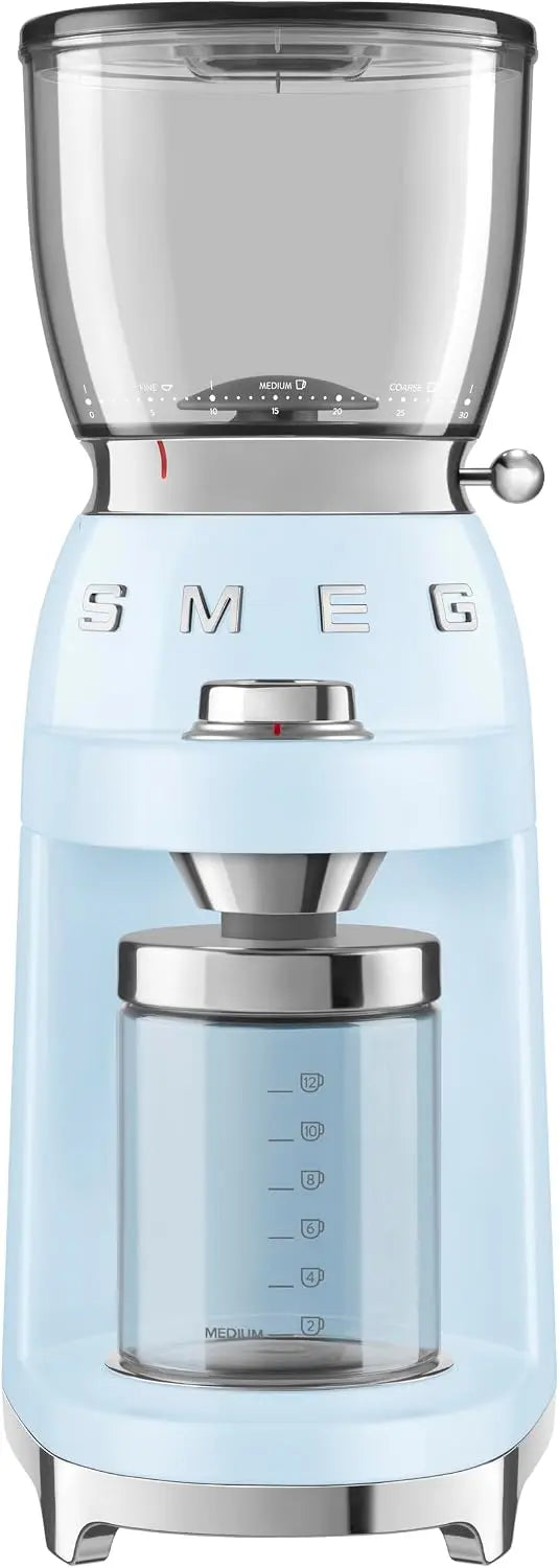 SMEG CGF11 Retro-Style Coffee Grinder - Burr Mill with 30 Grind Settings, Stainless Steel Conical Burrs, Removable Hopper, Drip