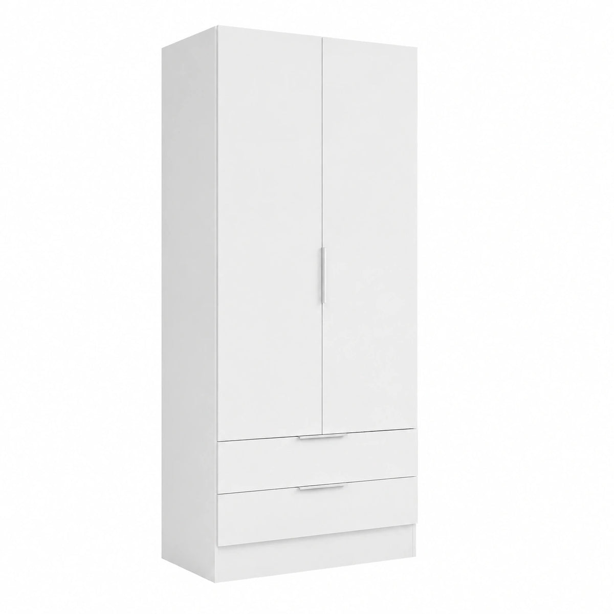 Armadio Guardaroba 2 Ante e Cassetti per Camera da Letto, Bianco 82x46x184 cm