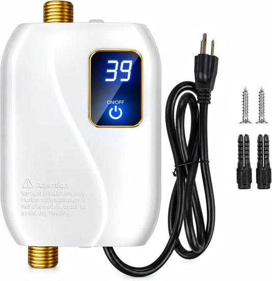 Tankless Water Heater Electric - 3000W Tankless Electric Water Heater 110V, On Demand Hot Water Heater Electric with Digital Display
