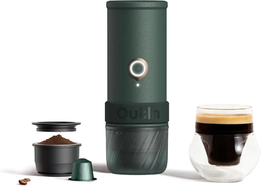 OutIn Mino Portable Electric Espresso Machine for Travel - With Self-Heating