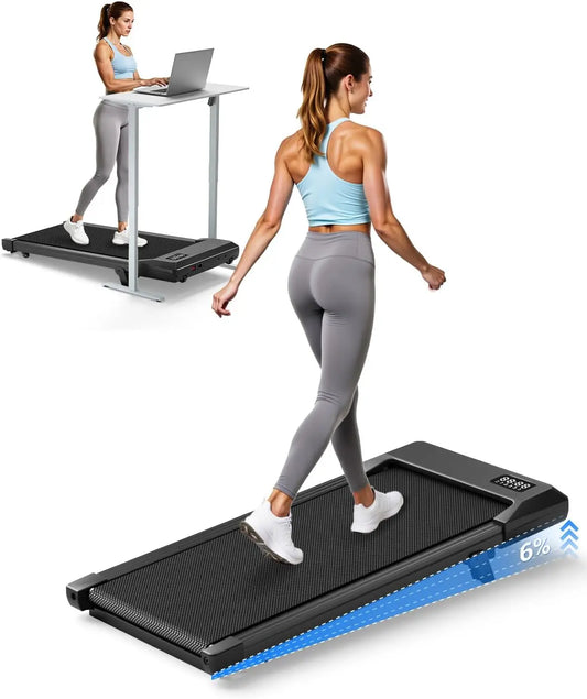 Superun Under Desk Walking Pad with 6% Incline - 3 in 1 Portable Treadmill