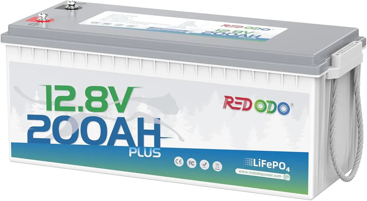 Redodo 12V 200Ah Marine LiFePO4 Battery - 200A BMS, for RV, Solar, Off Grid
