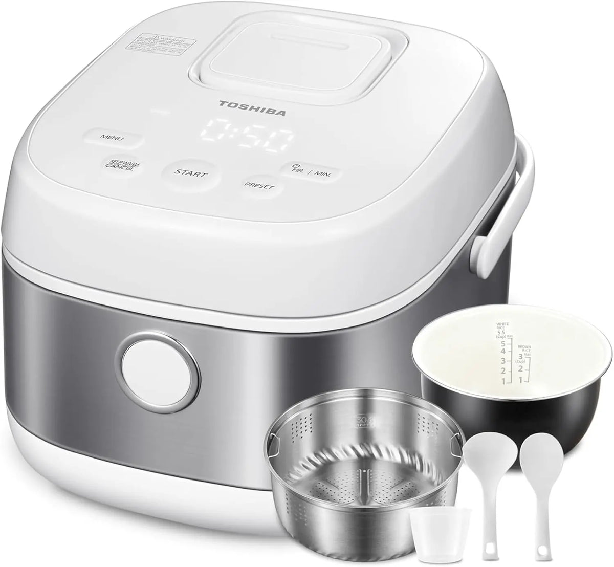 TOSHIBA Rice Cooker Induction Heating - Low Carb Low Sugar Digital Steamer, 5.5 Cups Uncooked Japanese Rice Cooker, 8 Cooking Functions