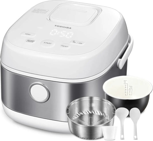TOSHIBA Rice Cooker Induction Heating - Low Carb Low Sugar Digital Steamer, 5.5 Cups Uncooked Japanese Rice Cooker, 8 Cooking Functions