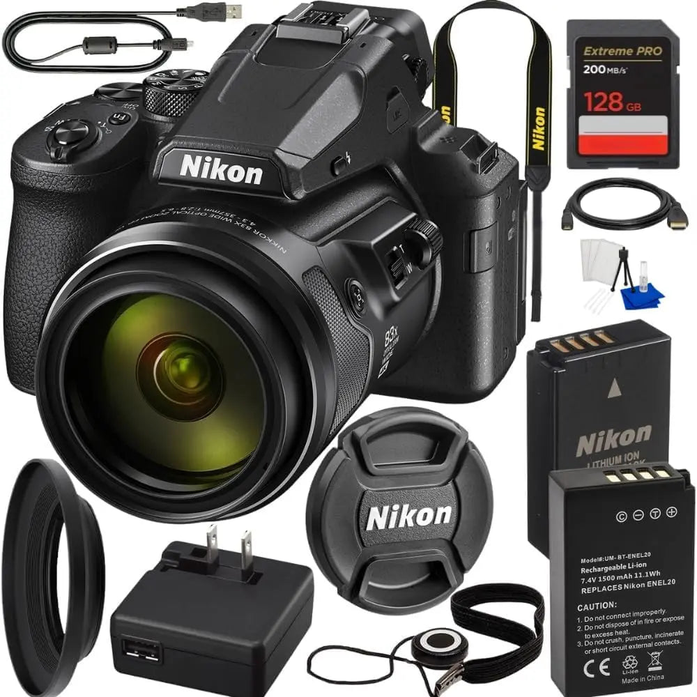 Nikon COOLPIX P950 Digital Camera with Accessory Bundle: SanDisk 128GB Extreme Pro SDXC Memory Card - Extended Life Replacement Battery, 1500mAh