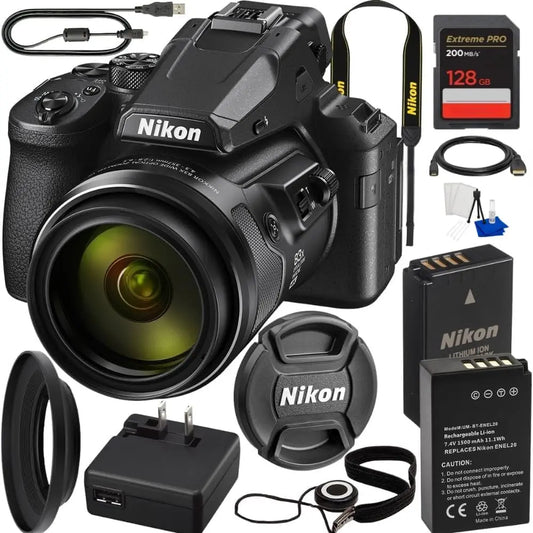 Nikon COOLPIX P950 Digital Camera with Accessory Bundle: SanDisk 128GB Extreme Pro SDXC Memory Card - Extended Life Replacement Battery, 1500mAh