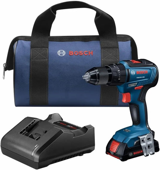 BOSCH GSB18V-490B12 18V EC Brushless 1/2 Inch Hammer Drill/Driver Kit with - 1, 2 Ah Standard Power Battery