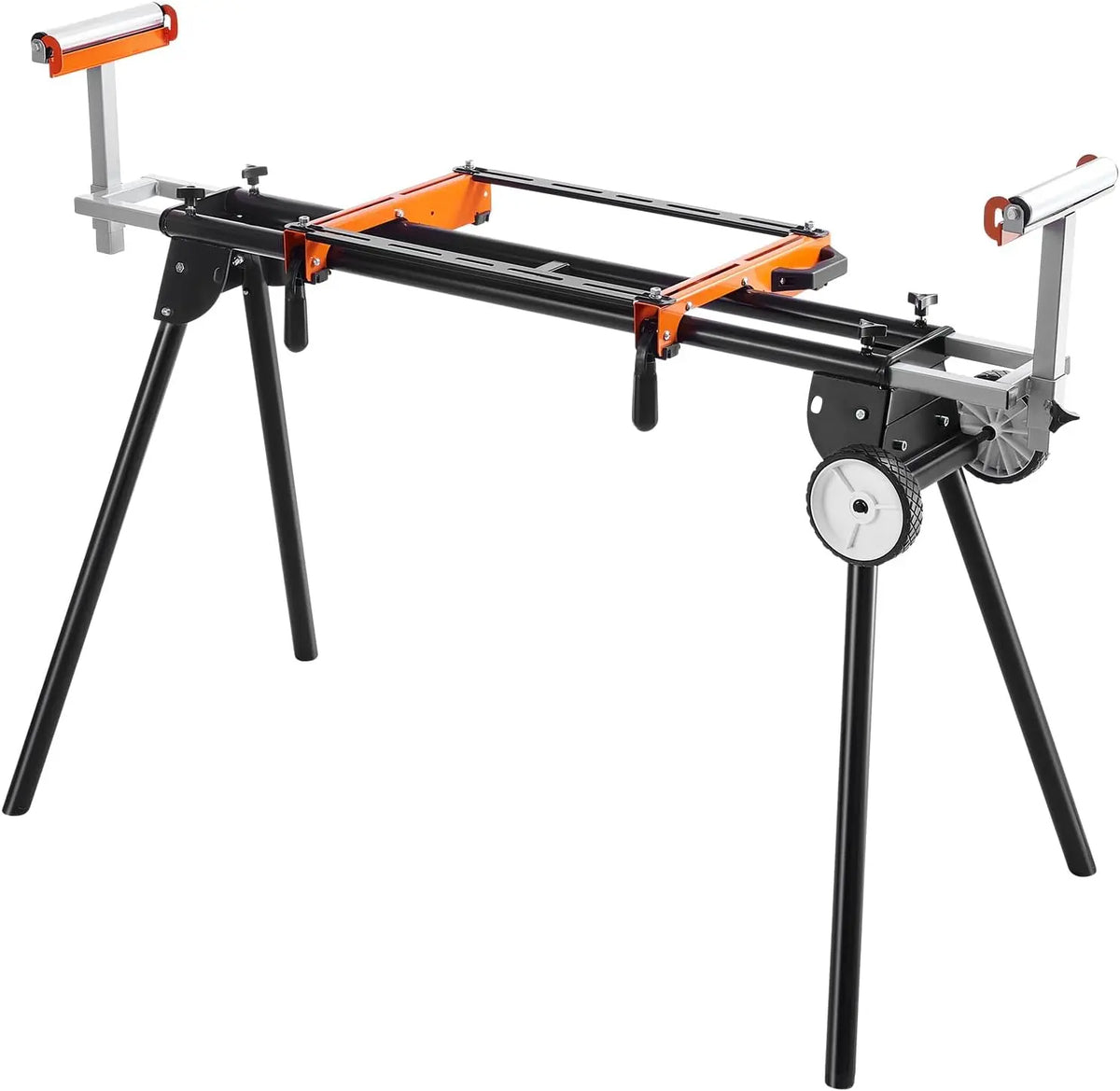 VEVOR 93in Collapsible Miter Saw Stand With Integral Mounting Bracket Clamp - Height and Length Adjustable, 500lbs Load Capacity