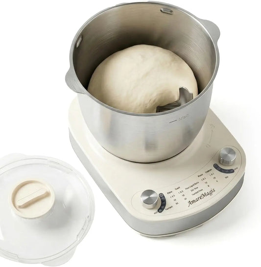 7.4QT Electric Dough Mixer with Timer & Fermentation - Dough Kneader Machine for Bread, Pizza, Pasta & Sourdough, Large Capacity Up to 2.1kg Dough