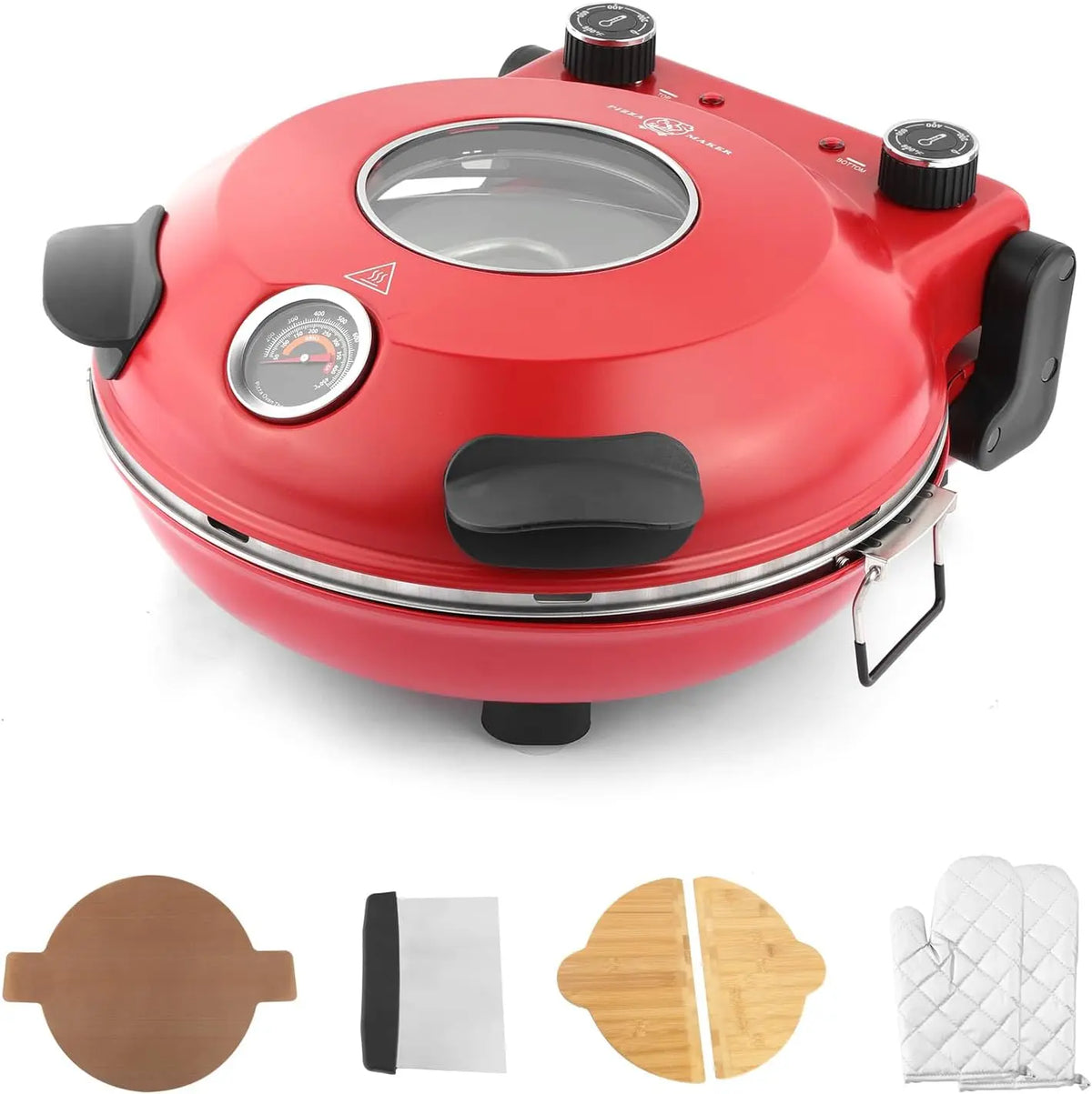 KLAIF 12 Inch Electric Countertop Pizza Oven Indoor - LMR-Red