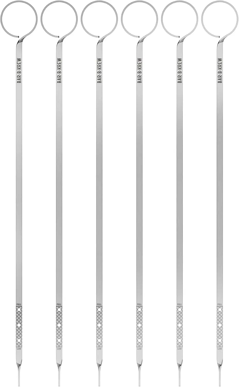 Bar B Krew Stainless Steel BBQ Dipstick Skewers - Set of 6 Grill Skewers