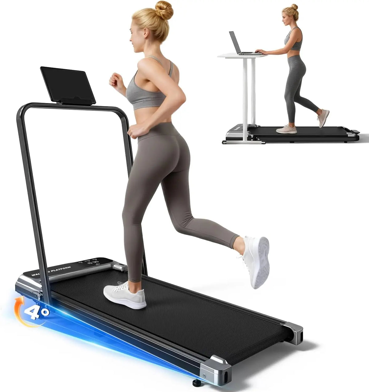 Walking Pad Treadmill for Home - Walking Pad with Incline and Handle Bar